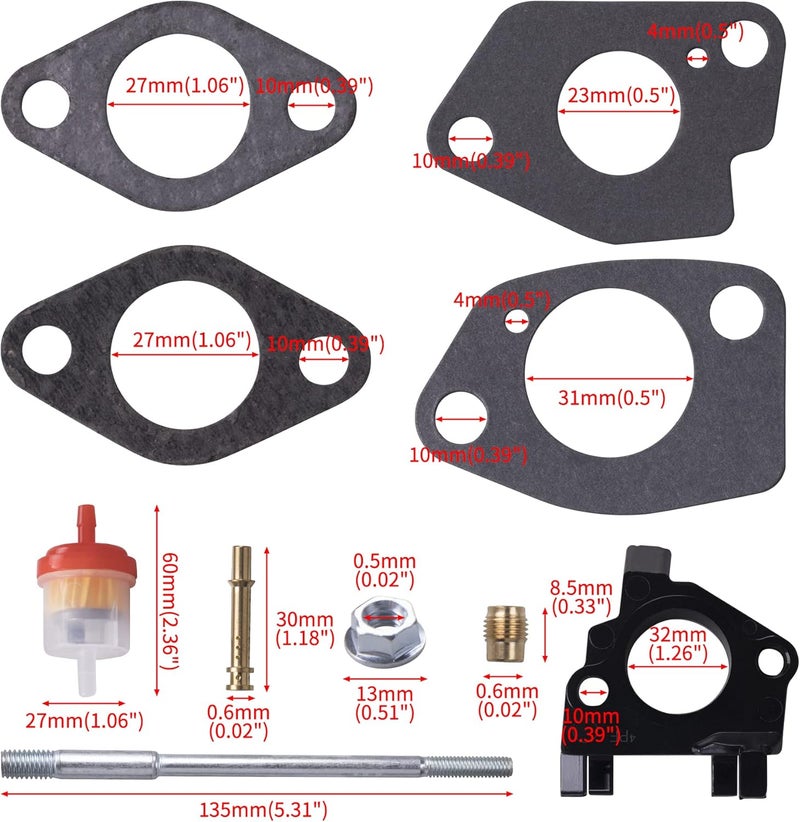 MRELC Upgrade Carburetor Air Filter Adapter Pipe Jet Stage 2 Kit for Predator 301cc 420cc 13hp 15hp GX340 GX390 389cc Mini Bike Parts(Red) - Image 5